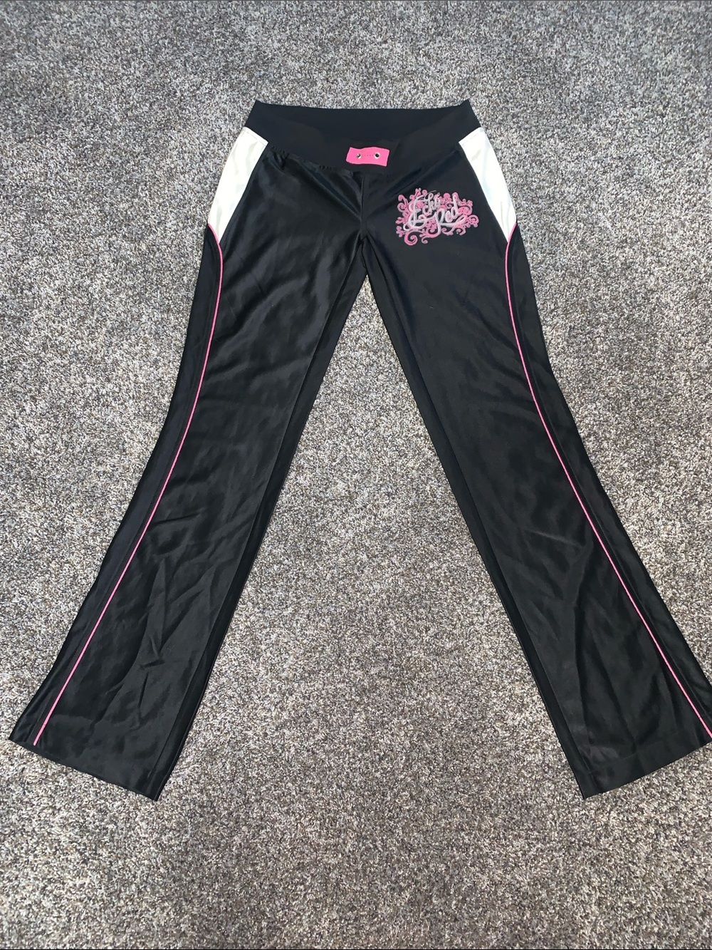 Y2K Ecko Unlimited Black Track Pants with Pink & White Accents